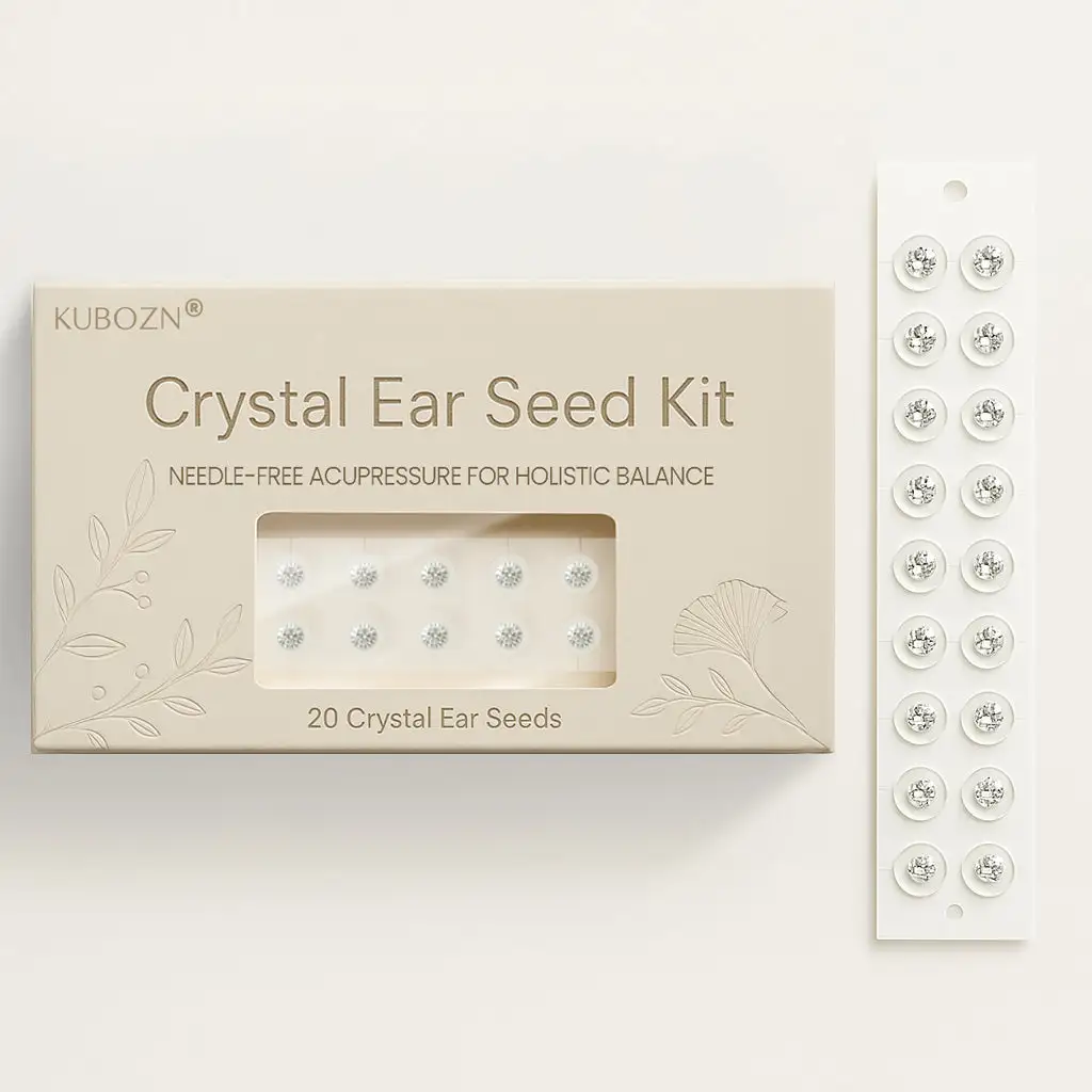 KUBOZN® Crystal Ear Seed Kit: Needle-Free Acupressure for Holistic Balance